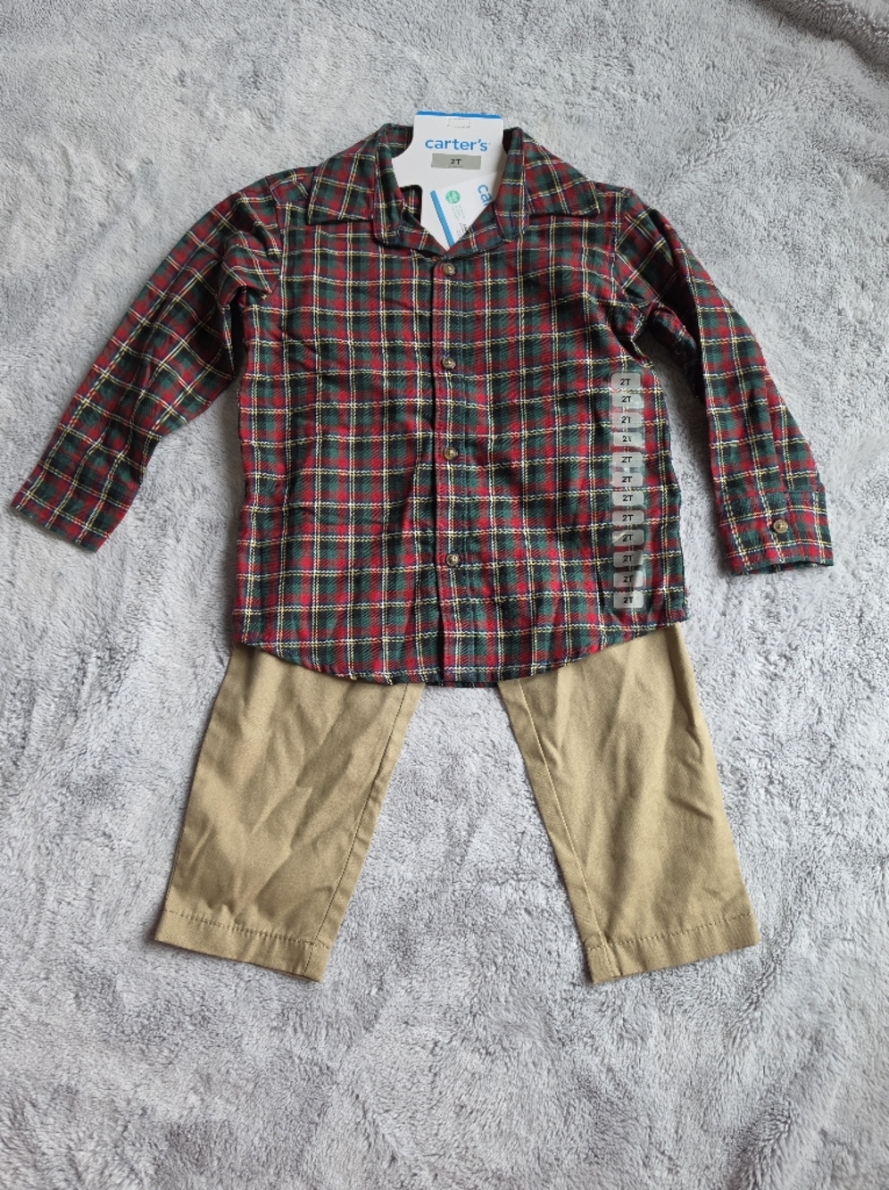 Carter's Red, Green and Yellow Plaid Toddler Shirt